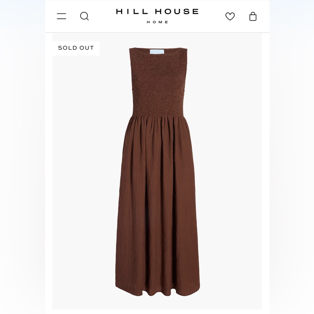 ✨BRAND NEW W/Tags ✨ Hill House Home Cosima Nap Dress Chocolate Tonal Seersucker
